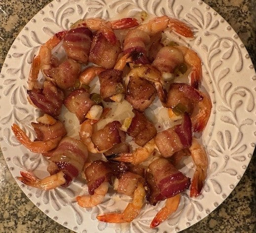 Pepper Jelly Bacon-Wrapped Shrimp