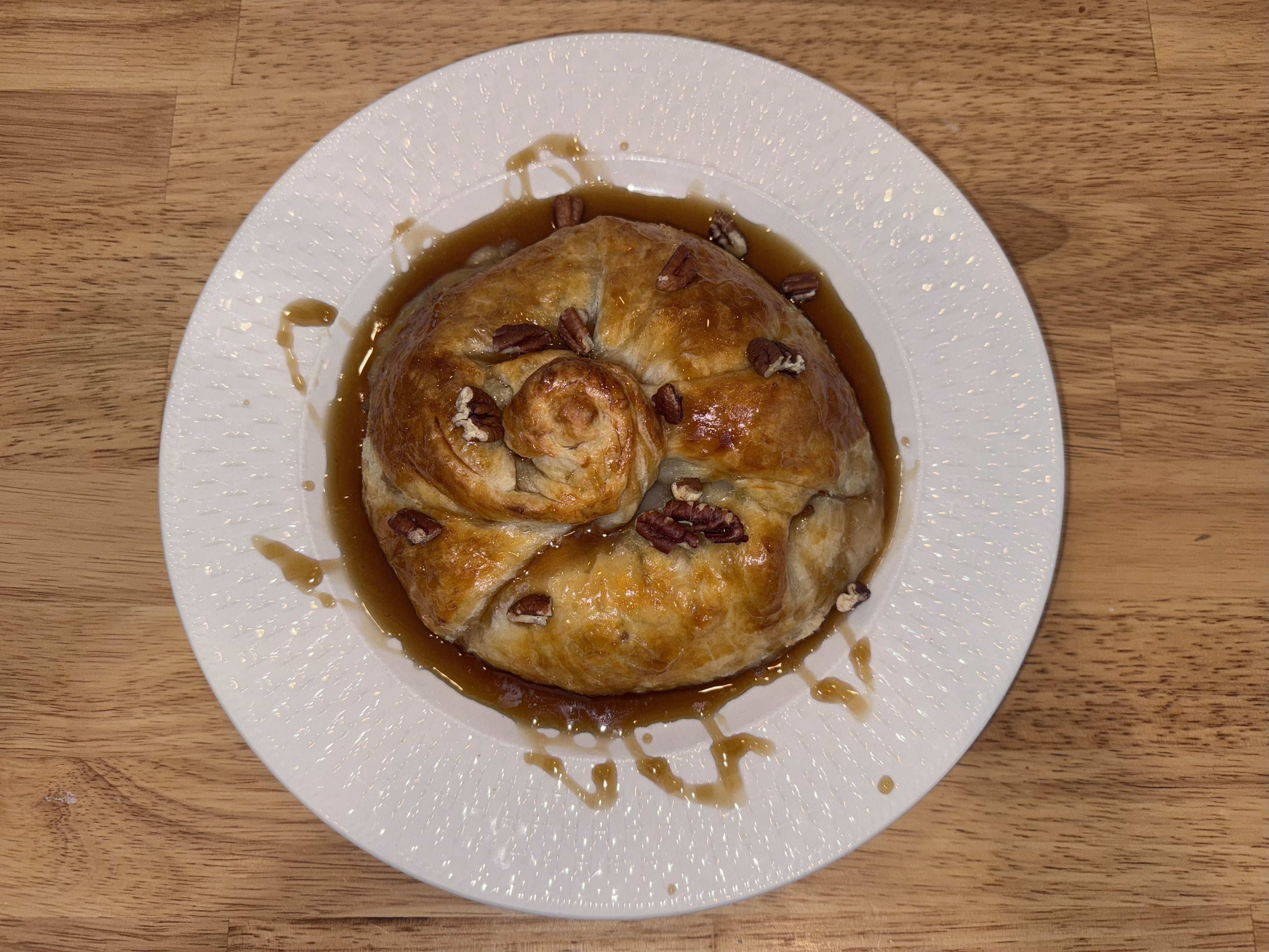 Praline or Cranberry Port Jelly Topped Baked Brie in Puff Pastry